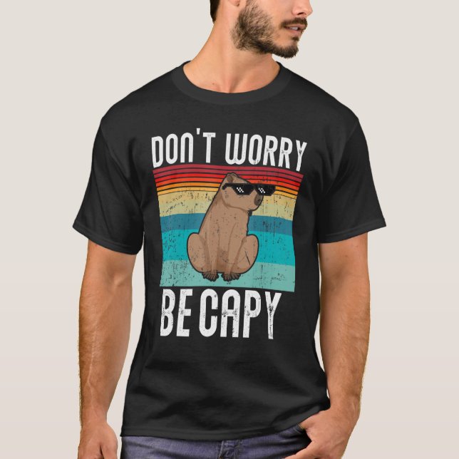 Camiseta Retro Funny Capybara Não Se Preocupe Com Capy_1 (Frente)