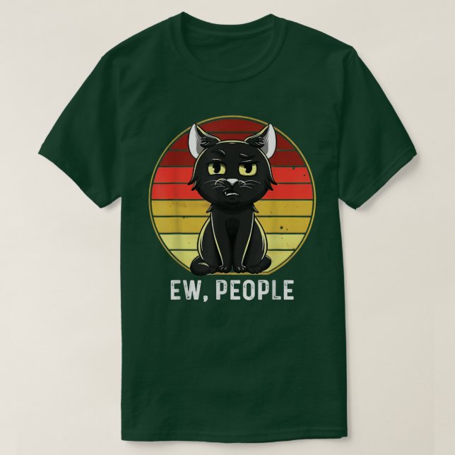 Camiseta Retro Funny Ew, Pessoas Black Cat (Frente do Design)