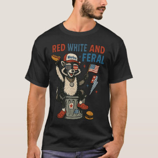 Camiseta Retro Funny Merica Raccoon 4th Of July Red White A