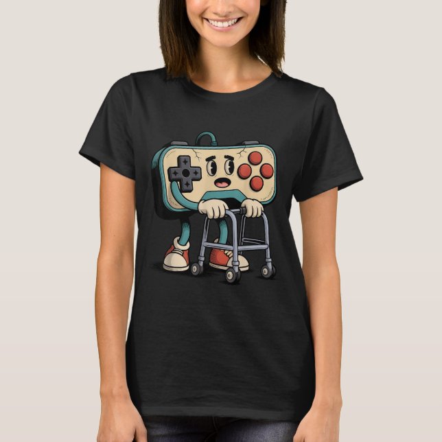 Camiseta Retro Funny Old Gamer 80s 90s Clic Video Game Humo (Frente)