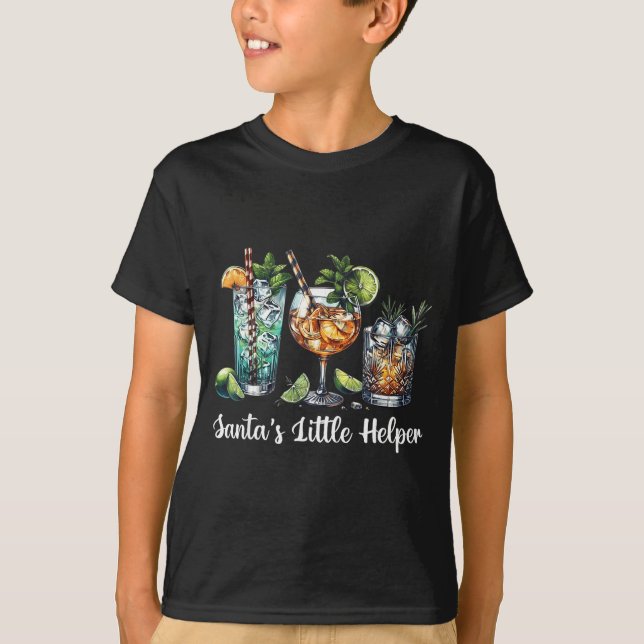 Camiseta Retro Funny Santa's Little Helper Martini Merry Ch (Frente)