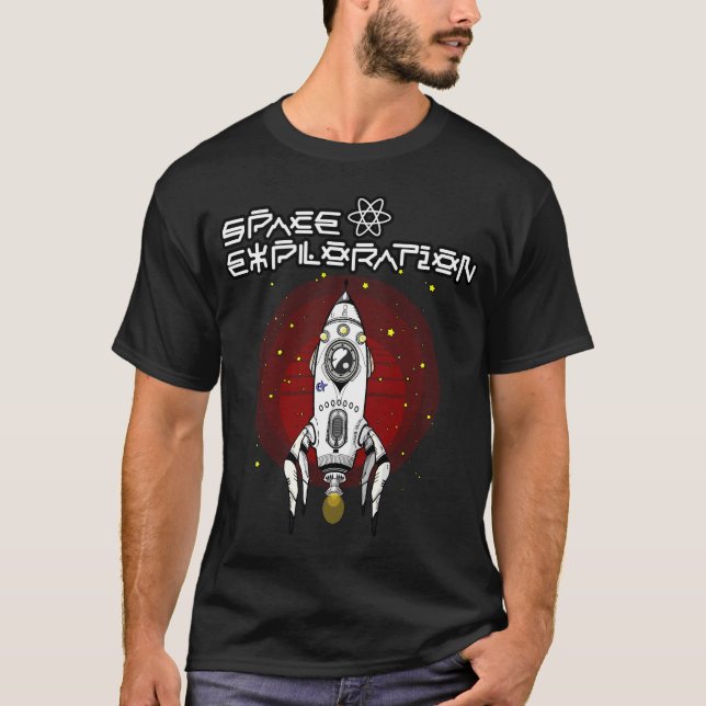 Camiseta Retro Futurismo Exploração Espacial (Frente)