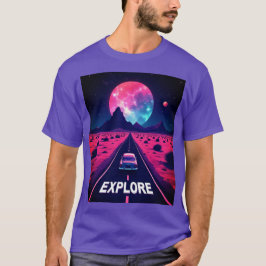 Camiseta Retro-Futuristic Synthwave "EXPLORE" Desert Night