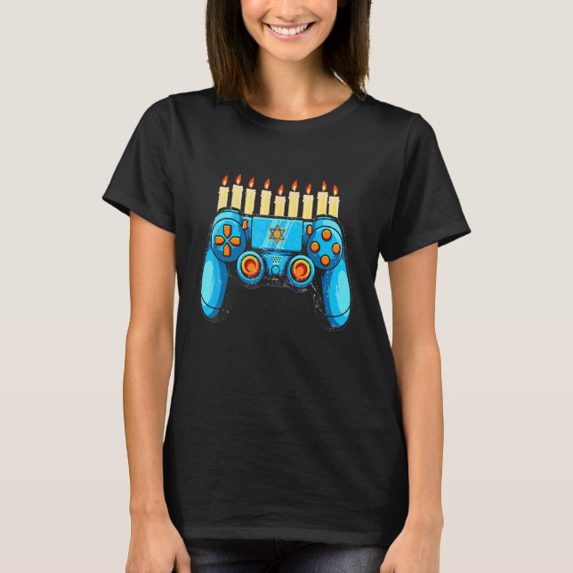 Camiseta Retro Gamepad Happy Hanukkah Pajama Family Matchi (Frente)