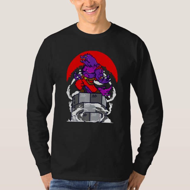 Camiseta Retro Gamer 8 Bits Werewolf Howling Moon Wolf V (Frente)