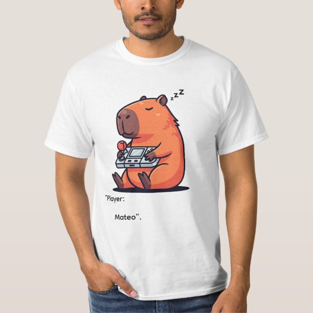 Camiseta Retro Gamer Capybara T-Shirt – Old School Vibes (Frente)