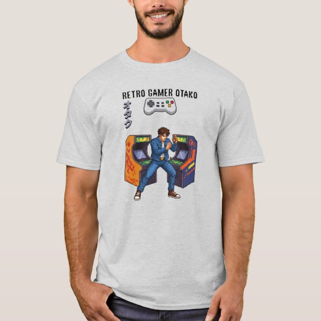 Camiseta Retro Gamer Otaku: Tee Arcade dos anos 90 (Frente)