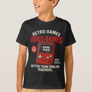 Camiseta Retro games videos games ensinando inglês desde