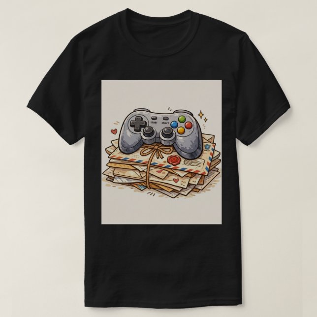 Camiseta Retro Gaming Mail: Handcrafted Controller Icon (Frente do Design)