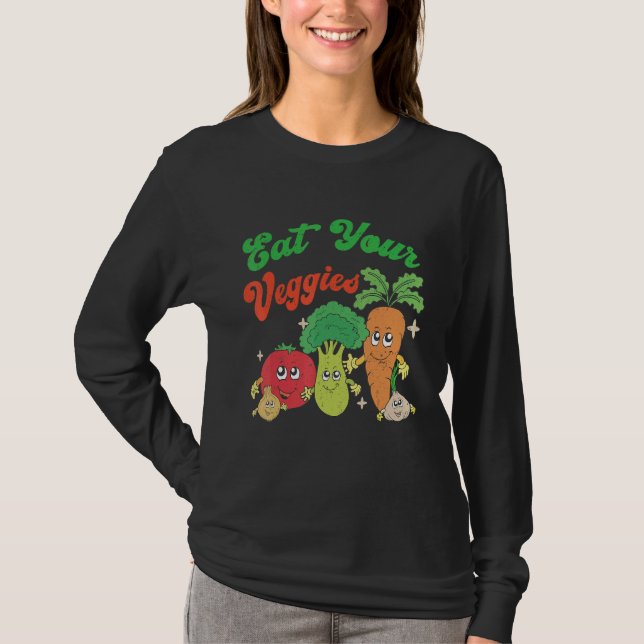 Camiseta Retro Gardening  Vegetables Saying Happy Farmer (Frente)