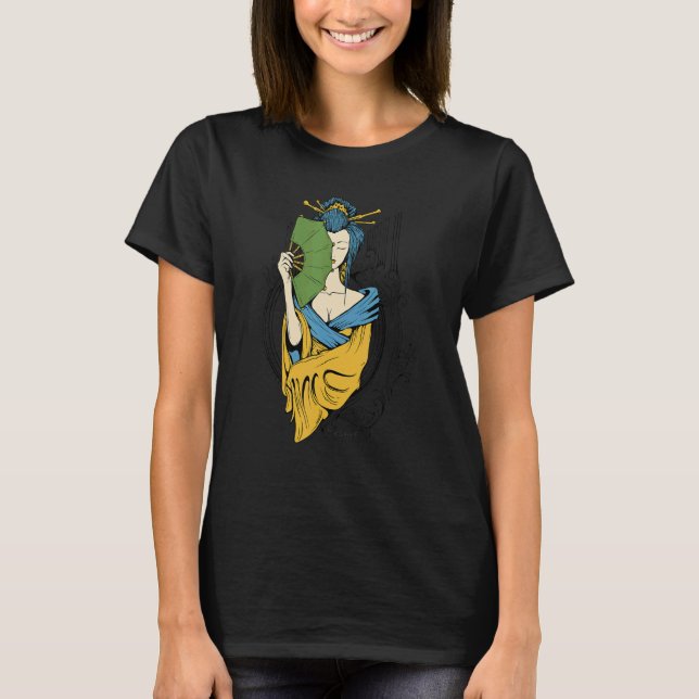 Camiseta Retro Geisha Girl Oriental Princess Executando Uma (Frente)