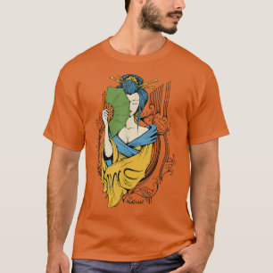 Camiseta Retro Geisha Girl Oriental Princess Executando uma