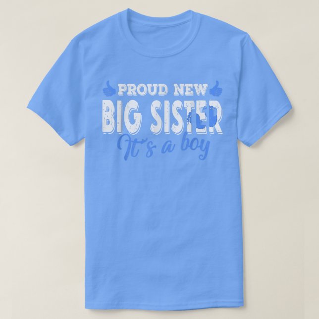 Camiseta Retro Gender Reveal Proud New Big Sister It's A Bo (Frente do Design)
