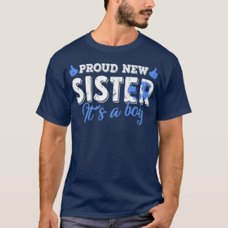 Camiseta Retro Gender Reveal Proud New Sister It's A Boy