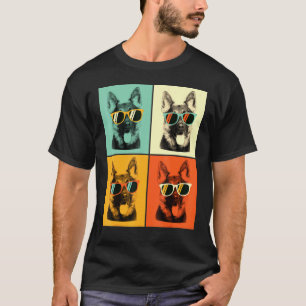 Camiseta Retro German Shepherd Dog Sunglasses Vintage Dog