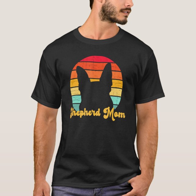 Camiseta Retro-German shepherd Shepherd Mãe Para Mulheres (Frente)