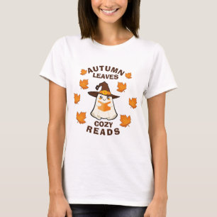 Camiseta Retro Ghost Autumn Deixa Cozy Ler Halloween