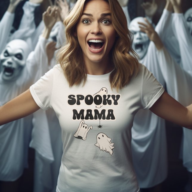 Camiseta Retro Ghosts Spooky Mama Halloween (Criador carregado)