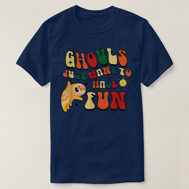 Camiseta Retro Ghouls Só Quer Divertir-Se No Halloween Boo  (Frente do Design)