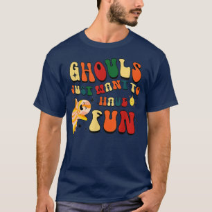 Camiseta Retro Ghouls Só Quer Divertir-Se No Halloween Boo