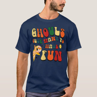 Camiseta Retro Ghouls Só Quer Divertir-Se No Halloween Boo 