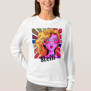 Camiseta Retro Girl in smart Goggles Nome personalizado