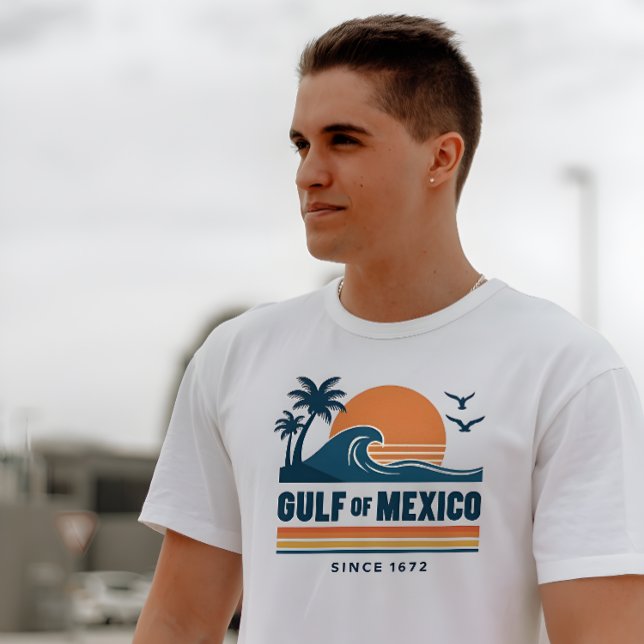 Camiseta Retro Golfo do México desde 1672 Branco (Retro Gulf of Mexico Since 1672 White T-Shirt.)