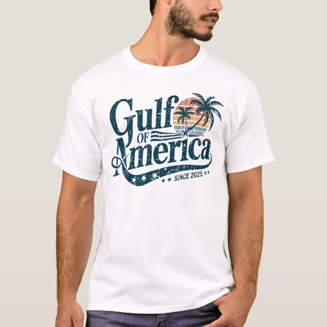 Camiseta Retro Golfo Dos EUA 2025 Bandeira Americana México (Frente)