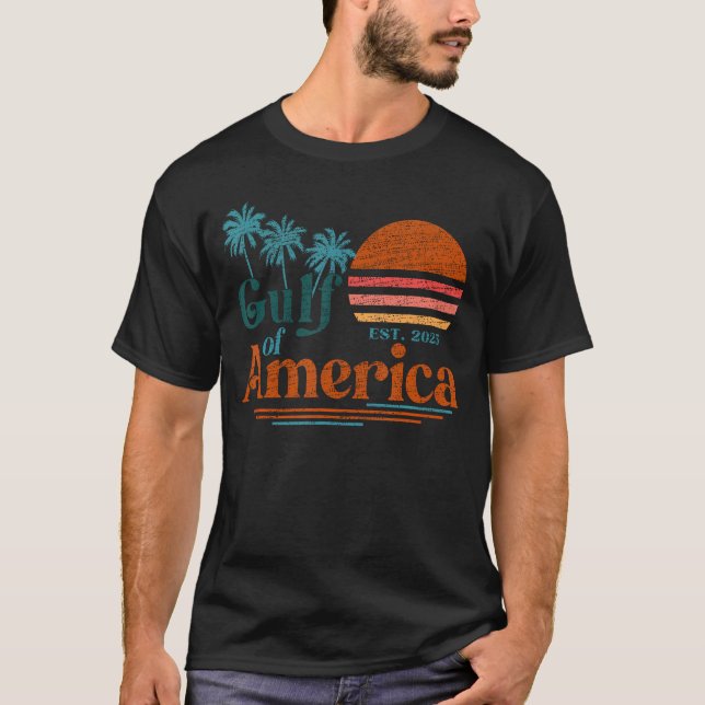 Camiseta Retro Golfo Dos EUA 2025 Bandeira Americana México (Frente)