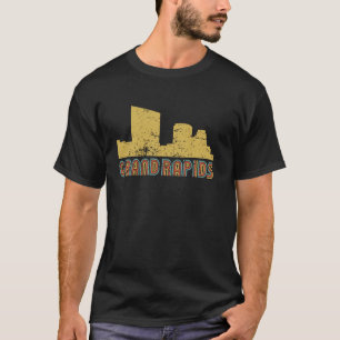 Camiseta Retro Grande Rapids Linha de Fundo Paisagem Urbana