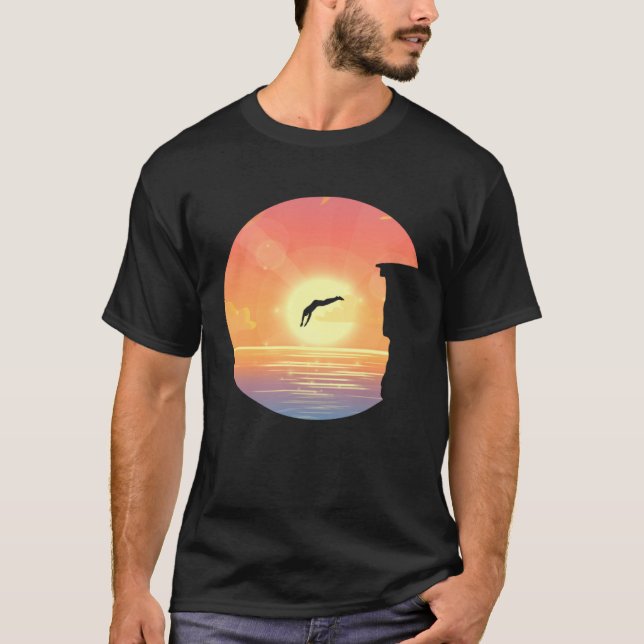 Camiseta Retro Graphic Cliff Diver Cliff Diving Tombstoning (Frente)