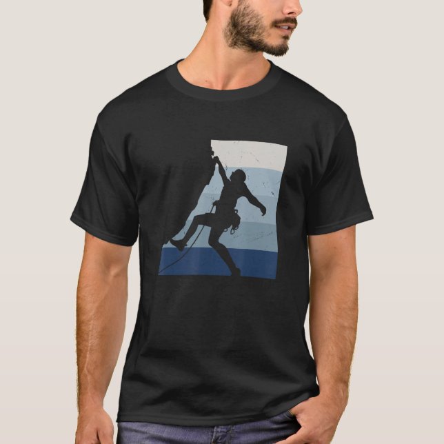 Camiseta Retro Graphic Climbing Bouldering Rock Climber Mou (Frente)