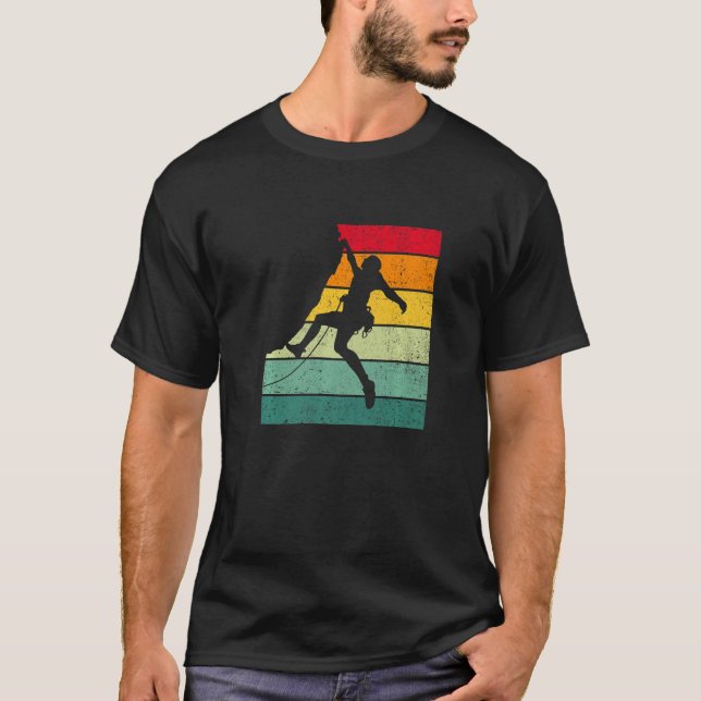 Camiseta Retro Graphic Climbing Bouldering Rock Climber Mou (Frente)