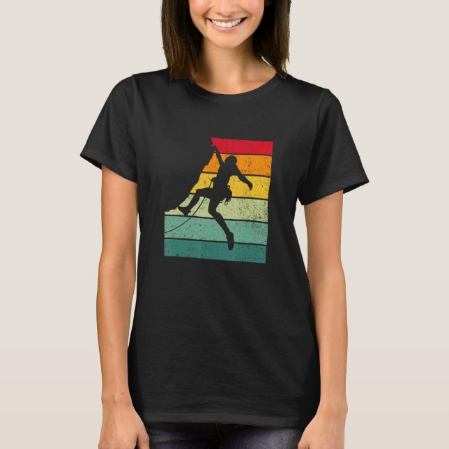 Camiseta Retro Graphic Climbing Bouldering Rock Climber Mou (Frente)