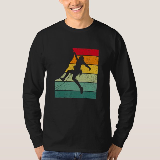 Camiseta Retro Graphic Climbing Bouldering Rock Climber Mou (Frente)