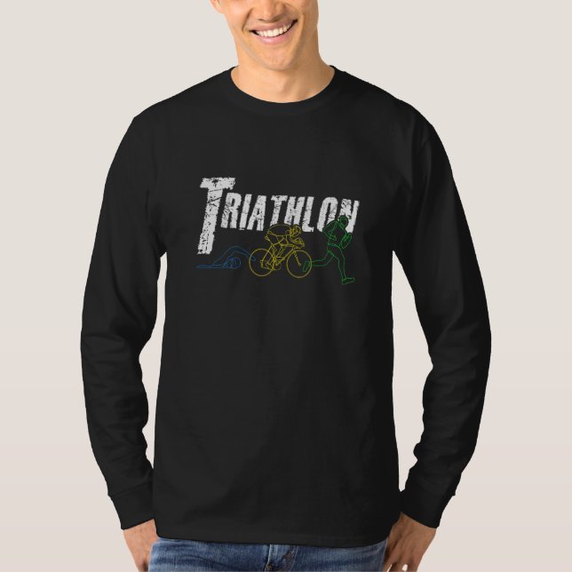 Camiseta Retro Graphic Run Bike Swim Triathlon Triathlete S (Frente)