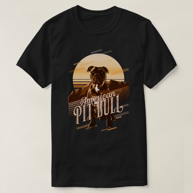 Camiseta Retro Graphics American Pit Bull Dourado ID754 (Frente do Design)
