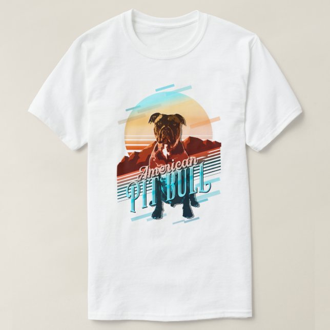 Camiseta Retro Graphics American Pit Bull Multi-Color ID754 (Frente do Design)