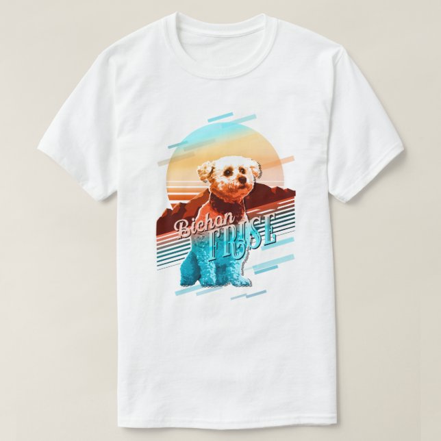 Camiseta Retro Graphics Bichon Frise Multi-Color ID754 (Frente do Design)