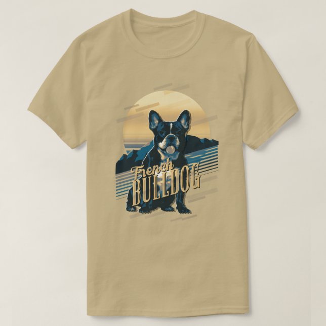 Camiseta Retro Graphics French Bulldog Blue ID754 (Frente do Design)