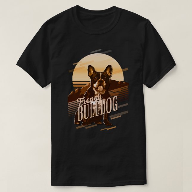 Camiseta Retro Graphics French Bulldog Dourado ID754 (Frente do Design)