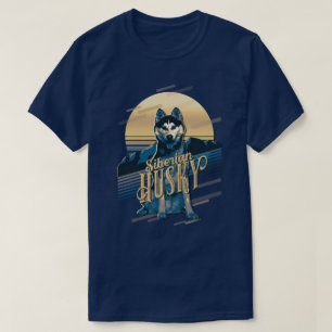 Camiseta Retro Graphics Siberian Husky Blue ID754
