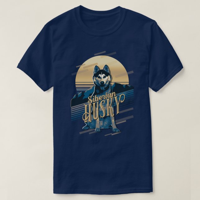 Camiseta Retro Graphics Siberian Husky Blue ID754 (Frente do Design)