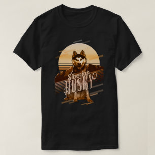Camiseta Retro Graphics Siberian Husky Dourado ID754