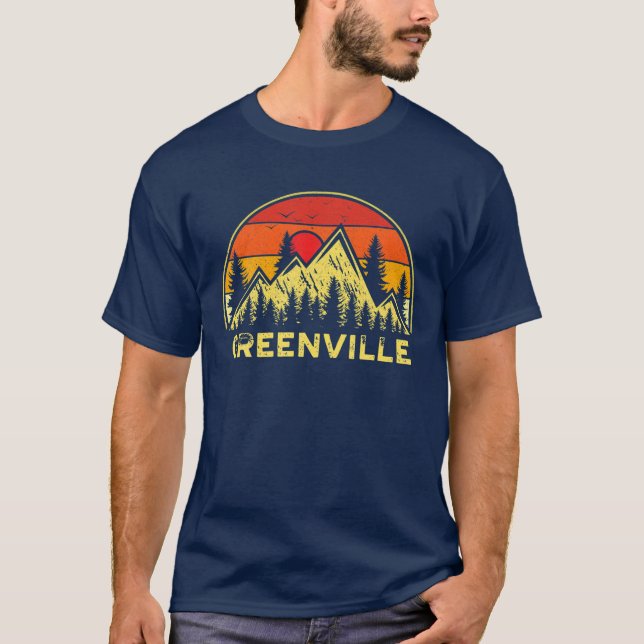 Camiseta Retro Greenville South Carolina SC Mountains Hikin (Frente)