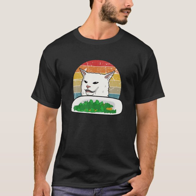 Camiseta Retro Gritando Confundida Cat Internet Memória Kit (Frente)