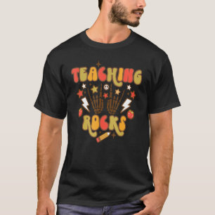 Camiseta Retro Groovation Rocks Skeleton Mãos De Volta Para