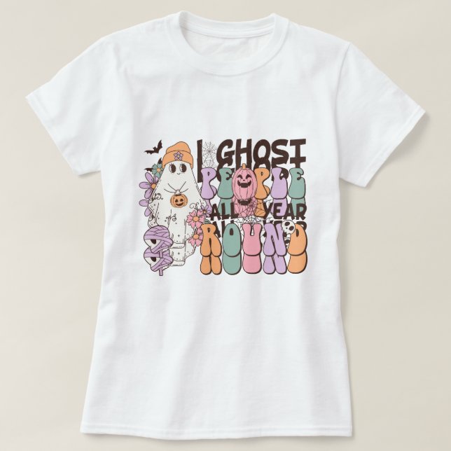 Camiseta Retro Groové I Ghost Pessoas O Ano Todo À Volta Da (Frente do Design)