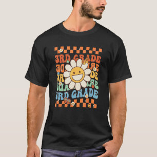 Camiseta Retro Groovy 3º ano de volta à escola feliz primei