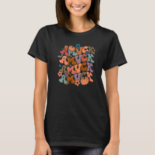 Camiseta Retro Groovy Amuck Pumpkin Queda Ação de Graças